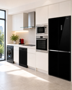 Frigorífico 4 Ptas N/F Cristal Negro "Tara"